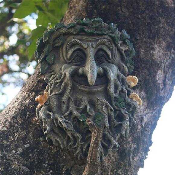 Tree Face Decor Old Man Tree Faces Sculptures Tree Huggers, Whimsical Tree Faces - Picture 7 of 7